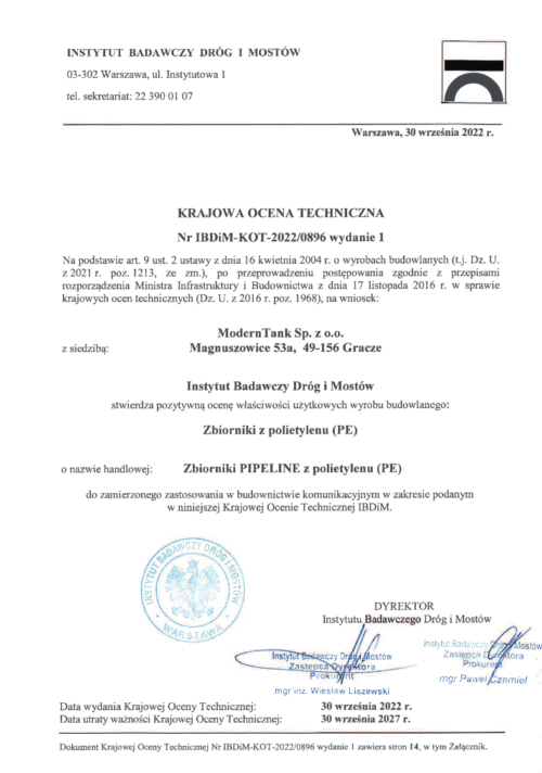 IBDiM ocena techniczna zbiorniki pipeline